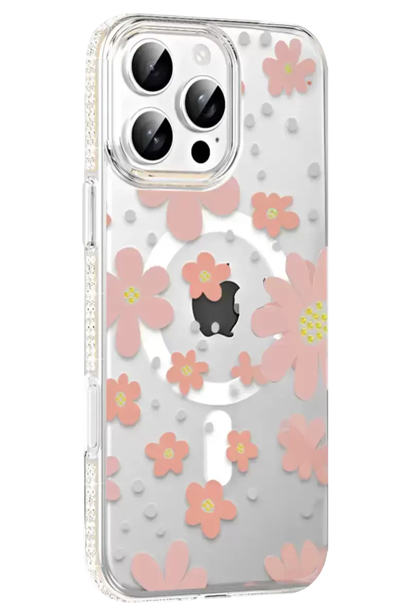 Joko Apple İphone 16 Pro Floral Magsafe Kapak - Pembe