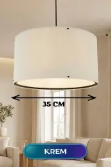 Krem Kumaş Başlıklı Sarkıt Avize 35 Cm