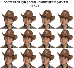 Kovboy Şerif Şapkası Kahve 12 Adet - Kostüm, Parti Ve Gösteri Şapkası