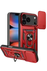 Newface Apple İphone 17 Pro Max Pars Lens Yüzüklü Silikon - Kırmızı