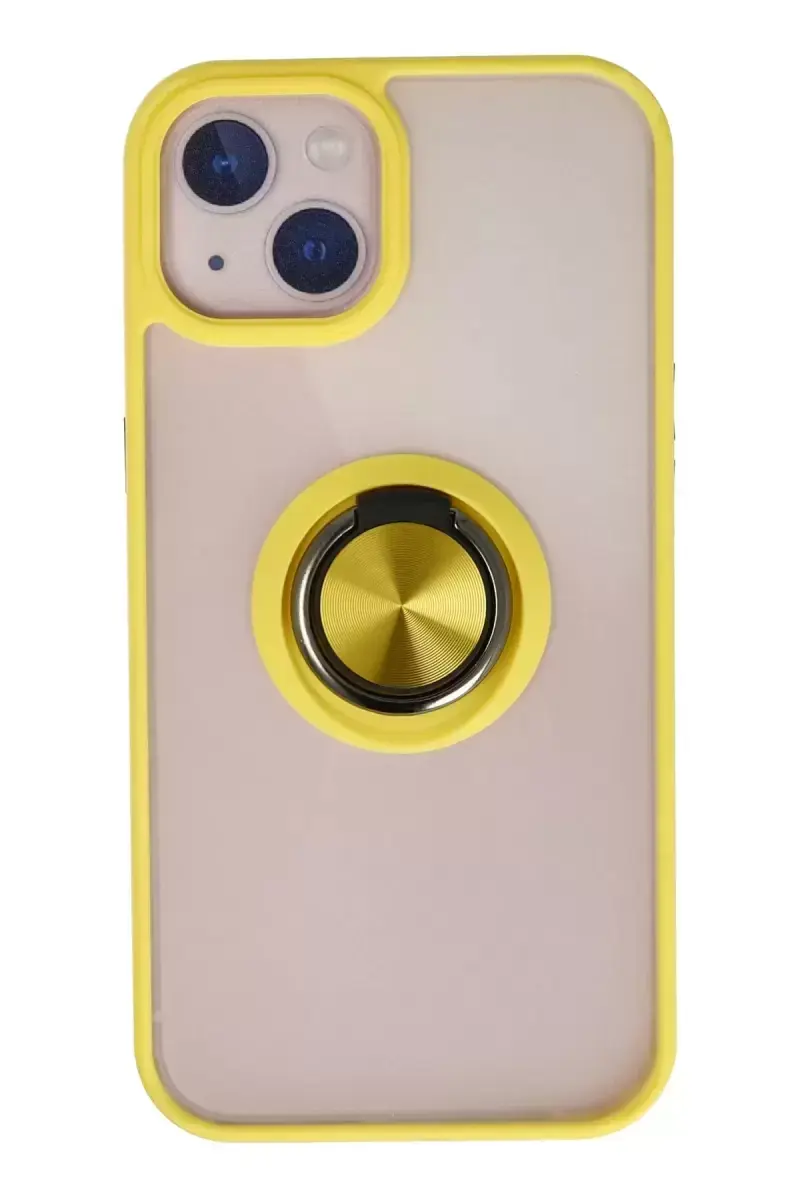 Newface İphone 13 Kılıf Montreal Yüzüklü Silikon Kapak - Sarı