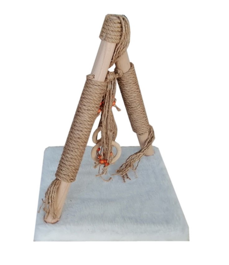 Püsküllü Boncuklu Kedi Tırmalama Tahtası + Oyun Alanı 30*40 cm Beyaz