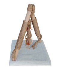 Püsküllü Boncuklu Kedi Tırmalama Tahtası + Oyun Alanı 30*40 cm Beyaz