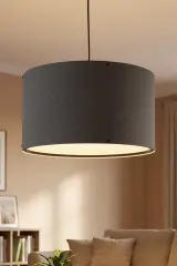 Antrasit Gri Kumaş Başlıklı Sarkıt Avize 35 Cm