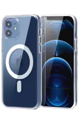 Newface Apple İphone 12 Combo Sert Şeffaf Magsafe Kapak - Şeffaf