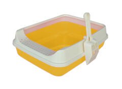 Kedi Tuvalet Kum Kabı + Kürek Hediyeli 13*36*48 cm Sarı