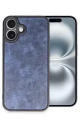Newface İphone 16 Plus Kılıf Aras Deri Kapak - Lacivert