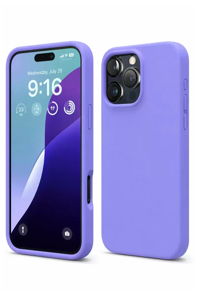 Newface Apple İphone 16 Pro Max Kılıf Nano İçi Kadife Silikon - Lila