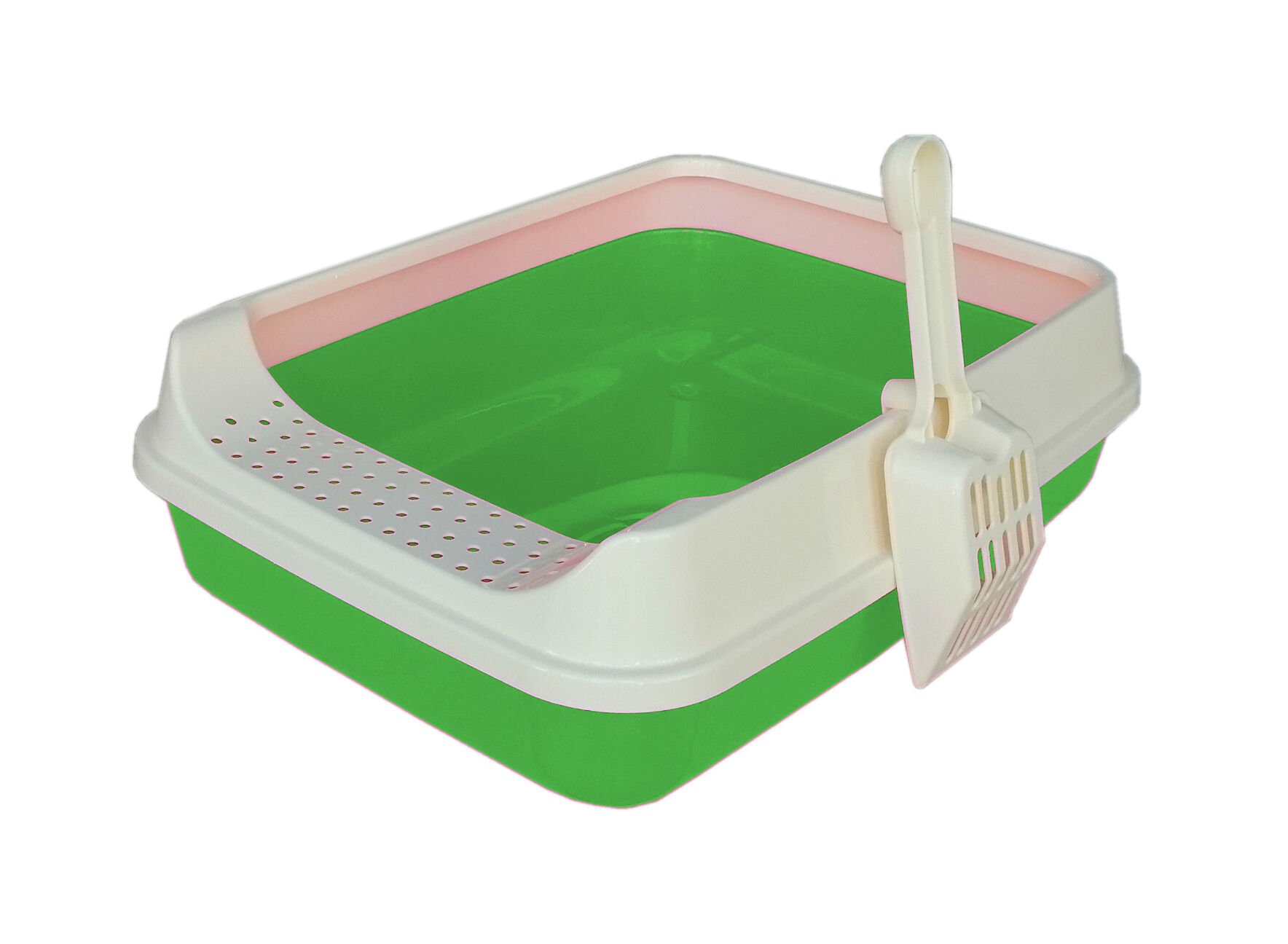 Kedi Tuvalet Kum Kabı + Kürek Hediyeli 13*36*48 cm Yeşil