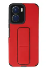 Newface Vivo Y16 Kılıf Mega Standlı Silikon - Kırmızı