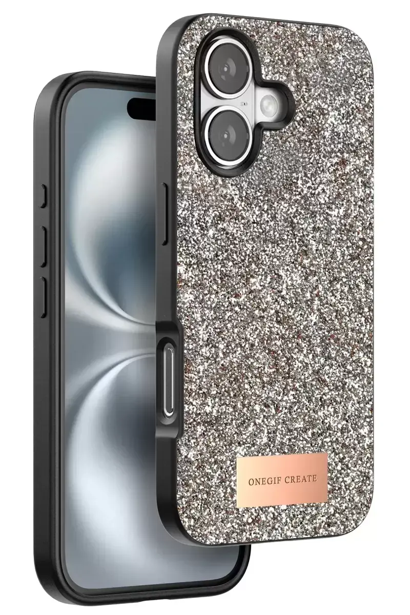 Onegif İphone 16 Plus Bright Simli Kapak - Gold
