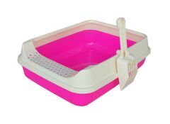 Kedi Tuvalet Kum Kabı + Kürek Hediyeli 13*36*48 cm Pembe
