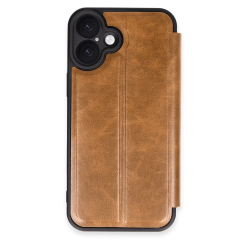 İphone 16 Plus Kılıf Flip Cover - Taba