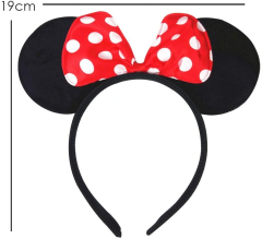 Kırmızı Fiyonklu Minnie Mouse Taç Fare Tacı Kafa Bandı