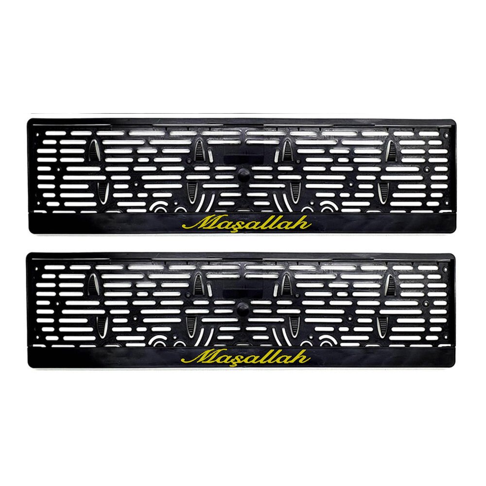 Maşallah Yazılı Plastik Plakalık Plaka Altlığı Çıtalı 2'li Sarı