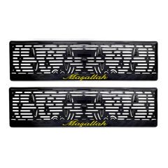 Maşallah Yazılı Plastik Plakalık Plaka Altlığı Çıtalı 2'li Sarı