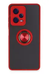 Newface Xiaomi Redmi Note 12 5g Kılıf Montreal Yüzüklü Silikon Kapak - Kırmızı