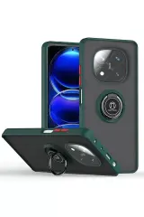 Newface Xiaomi Redmi Note 14 Pro 5g Kılıf Montreal Yüzüklü Silikon Kapak - Yeşil