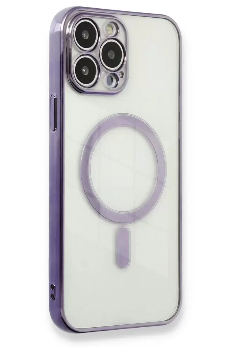Newface İphone 13 Pro Kılıf Magneticsafe Lazer Silikon - Mor