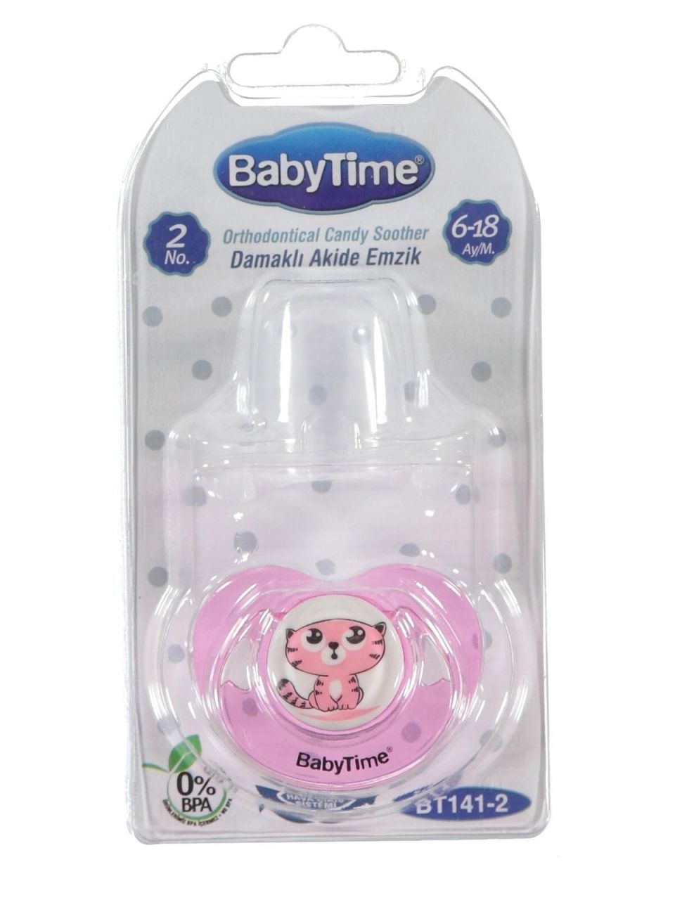 BabyTime BT141 Silikon Damaklı Desenli Emzik No 2 - Pembe