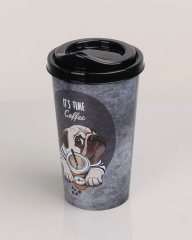 4 Adet Kahve Bardağı - Kapaklı Desenli 400ml