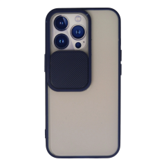 İphone 13 Pro Kılıf Palm Buzlu Kamera Sürgülü Silikon - Lacivert
