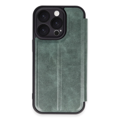 İphone 16 Pro Kılıf Flip Cover - Koyu Yeşil