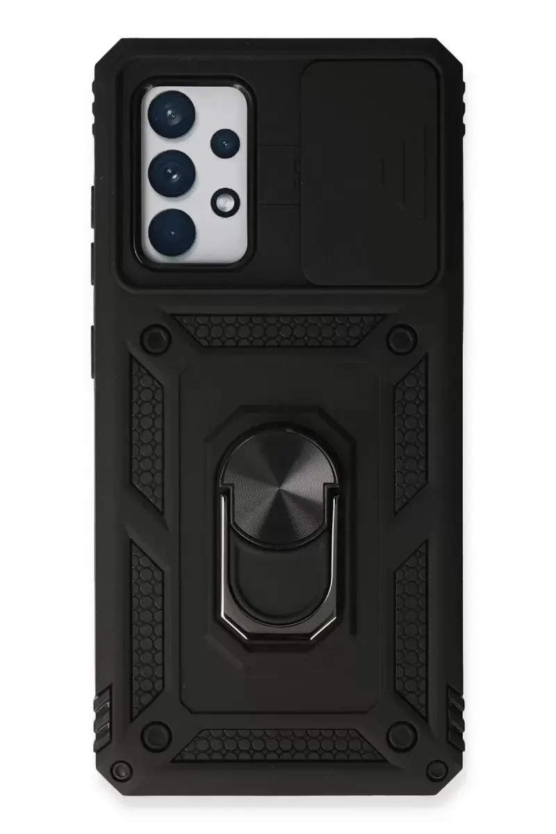 Newface Samsung Galaxy A73 5g Kılıf Pars Lens Yüzüklü Silikon - Siyah