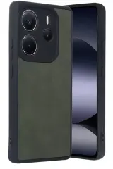 Newface Xiaomi Redmi Note 14 4g Kılıf Aras Deri Kapak - Koyu Yeşil