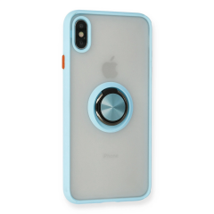 İphone X Kılıf Montreal Yüzüklü Silikon Kapak - Buz Mavi