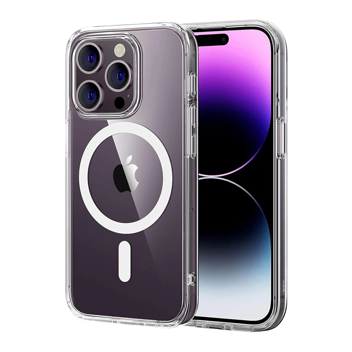 İphone 14 Pro Max Combo Sert Şeffaf Magsafe Kapak - Şeffaf