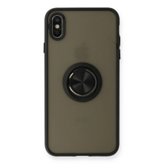 İphone Xs Max Kılıf Montreal Yüzüklü Silikon Kapak - Siyah