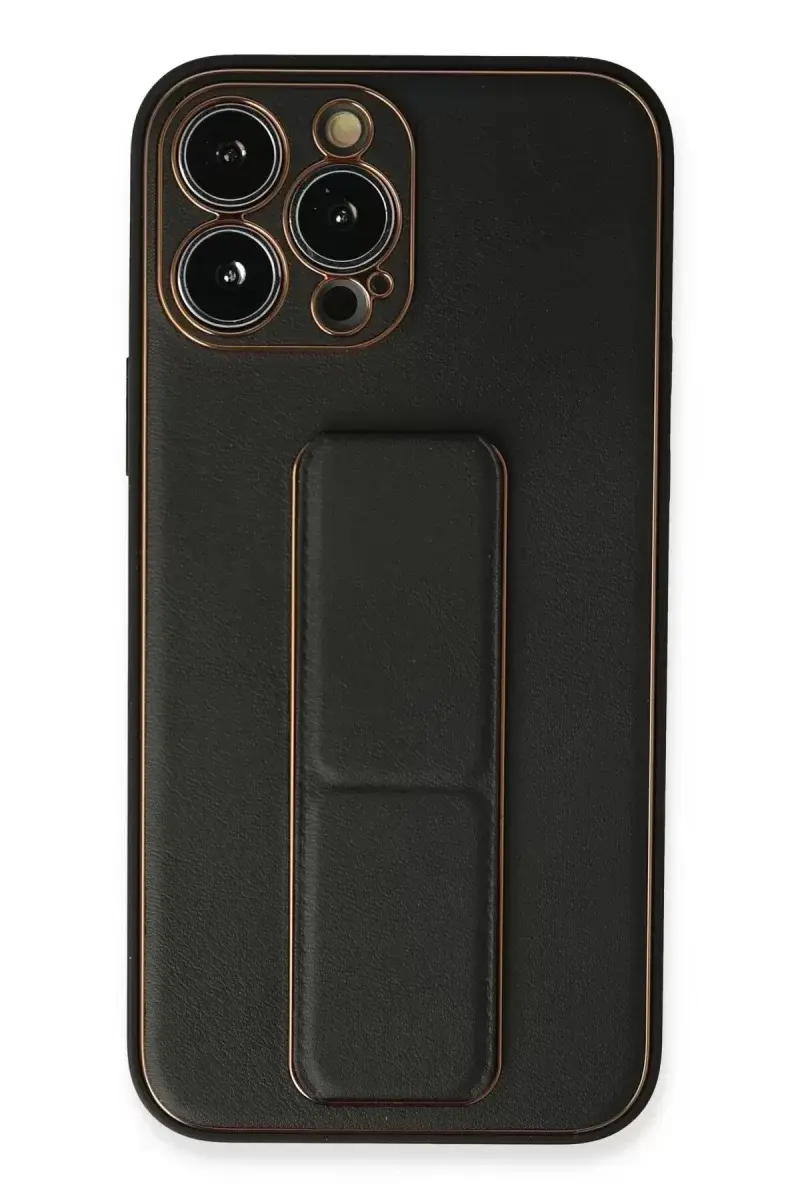 Newface İphone 13 Pro Kılıf Coco Deri Standlı Kapak - Siyah