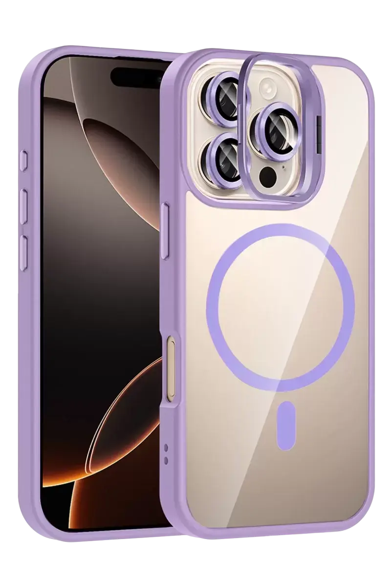 Joko Apple İphone 16 Pro Max Remim Lensli Magsafe Standlı Kapak - Lila