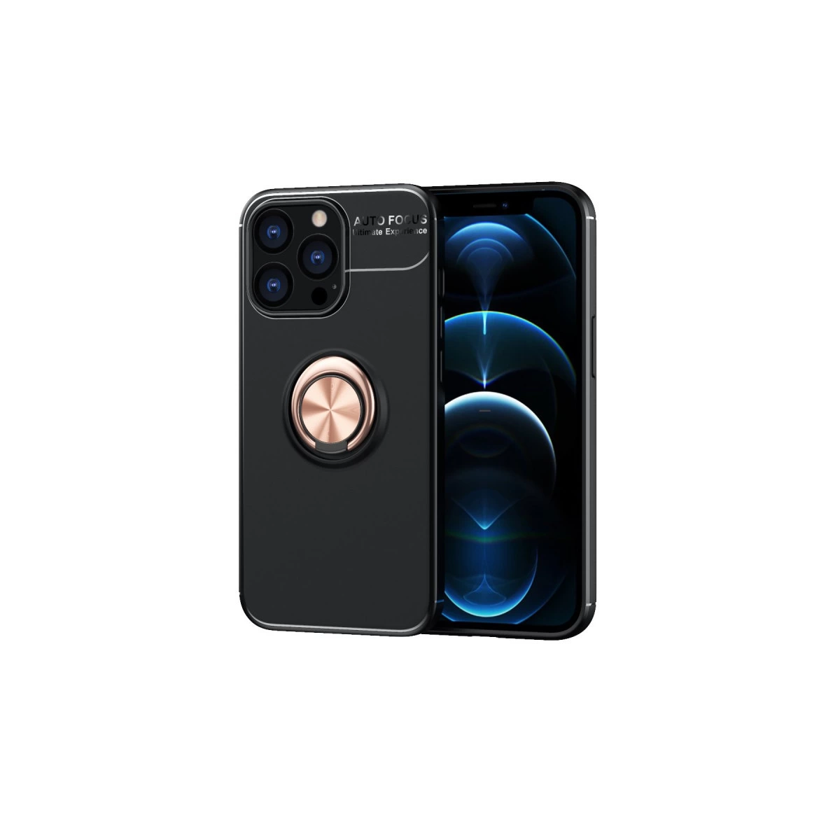 İphone 13 Pro Max Kılıf Range Yüzüklü Silikon - Siyah-gold