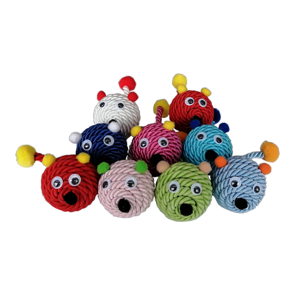 Peluş Kuyruklu Kedi Otlu Renkli Örgü Fare 5*12 cm 3 Adet