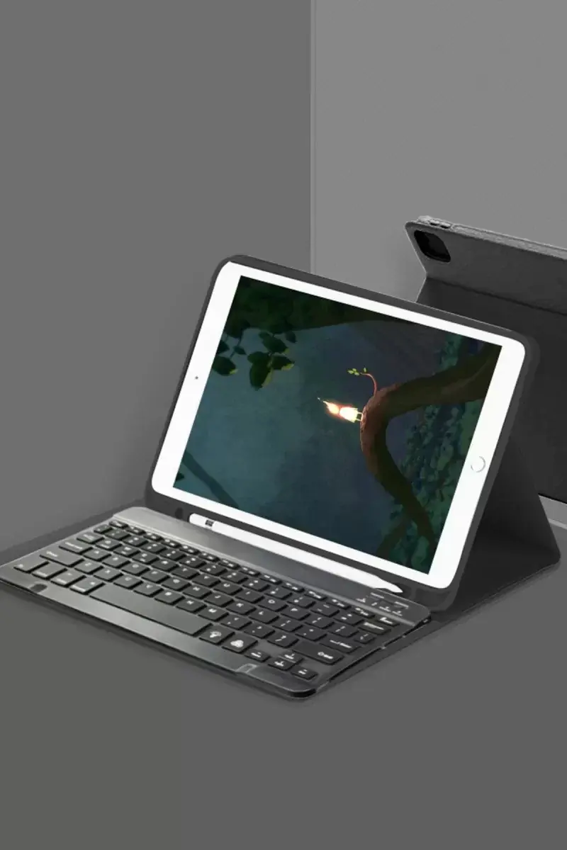 Newface Samsung Galaxy T220 Tab A7 Lite Kılıf Kc01 Smart Klavyeli Tablet Kılıfı - Siyah