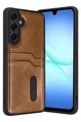 Newface Samsung Galaxy A17 5g Sara Kartvizitli Deri Kılıf - Taba