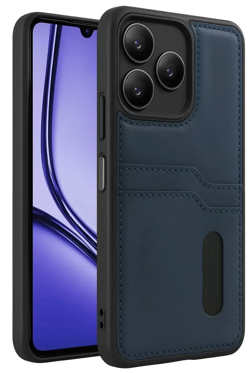 Newface Realme Note 50 4g Kılıf Sara Kartvizitli Deri Kılıf - Lacivert