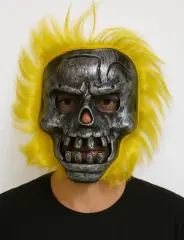 Wild Skull - Metal Kafatası Sarı Saçlı İskelet Maske