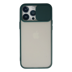 İphone 13 Pro Max Kılıf Palm Buzlu Kamera Sürgülü Silikon - Yeşil