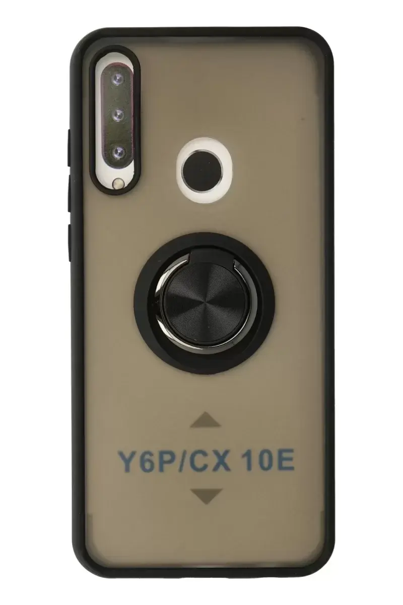 Newface Huawei Y6p Kılıf Montreal Yüzüklü Silikon Kapak - Siyah