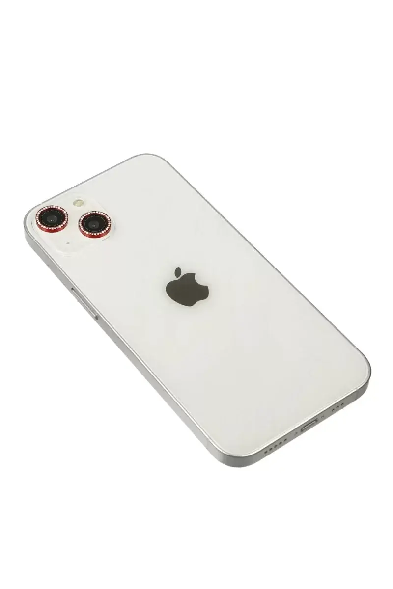 Newface İphone 14 Diamond Kamera Lens - Kırmızı