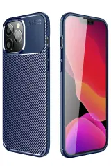Newface Apple İphone 14 Pro Kılıf Auto Focus Karbon Kapak - Lacivert