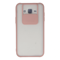 Samsung Galaxy J7 Kılıf Palm Buzlu Kamera Sürgülü Silikon - Pembe