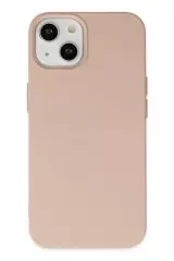 Newface İphone 14 Plus Kılıf Nano İçi Kadife Silikon - Pudra