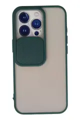 Newface İphone 13 Pro Kılıf Palm Buzlu Kamera Sürgülü Silikon - Yeşil