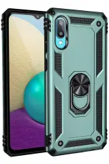 Newface Samsung Galaxy A02 Kılıf Sofya Yüzüklü Silikon Kapak - Yeşil