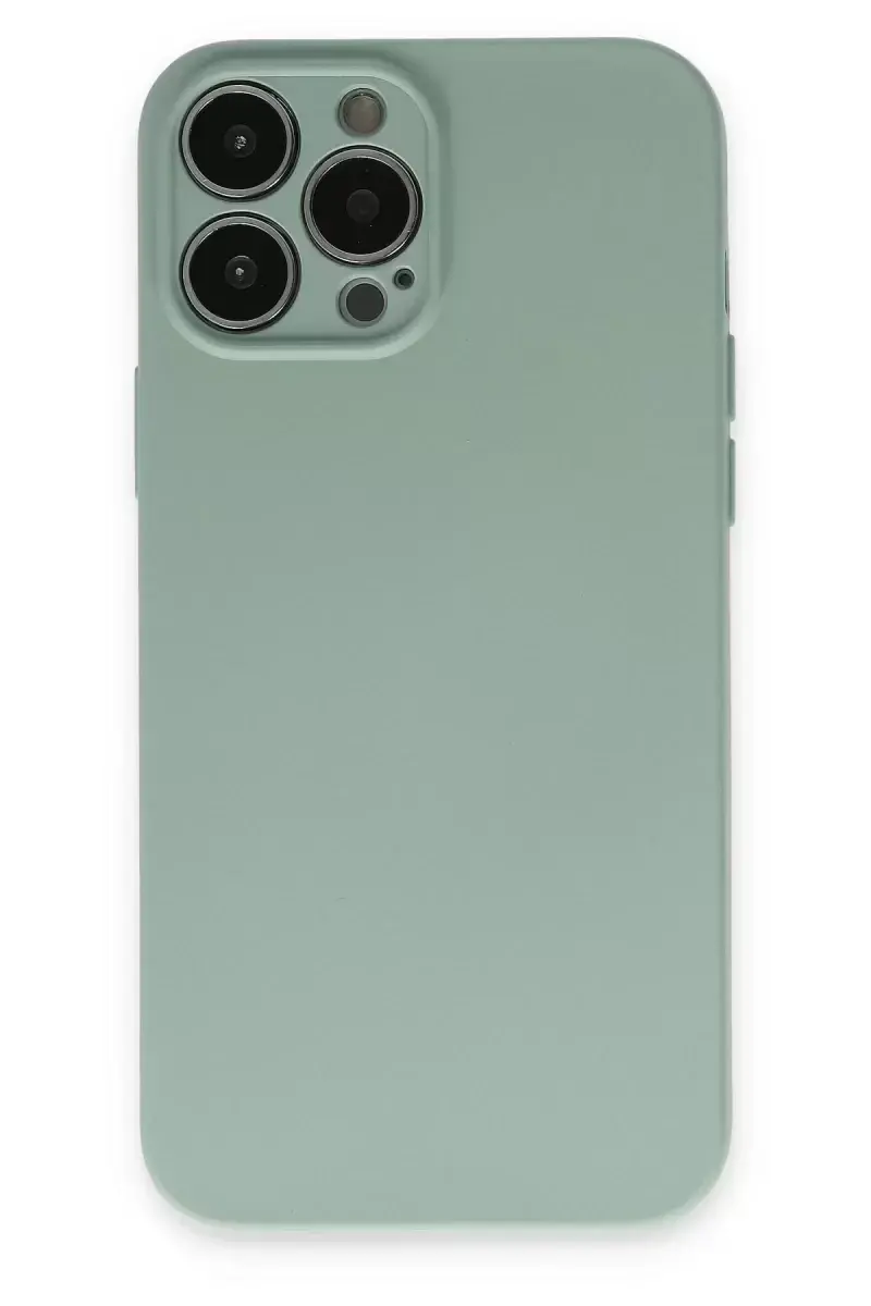 Newface Apple İphone 13 Pro Kılıf Nano İçi Kadife Silikon - Su Yeşili