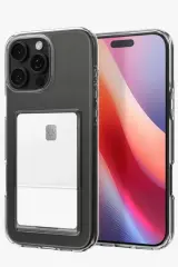 Newface Apple İphone 16 Pro Max Kılıf Kart Şeffaf Silikon - Şeffaf